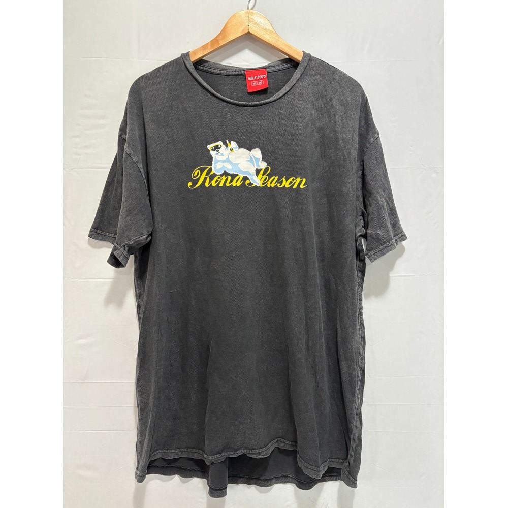 Rona Season Cartoon Graphic T-Shirt Mens Black Short Sleeve XL Y2K Nelk Boys